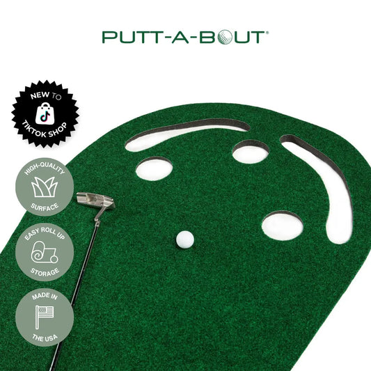 PUTT-A-BOUT Par 3 plus Golf Putting Green (3' X 9') - MADE in USA - Perfect for Home and Office